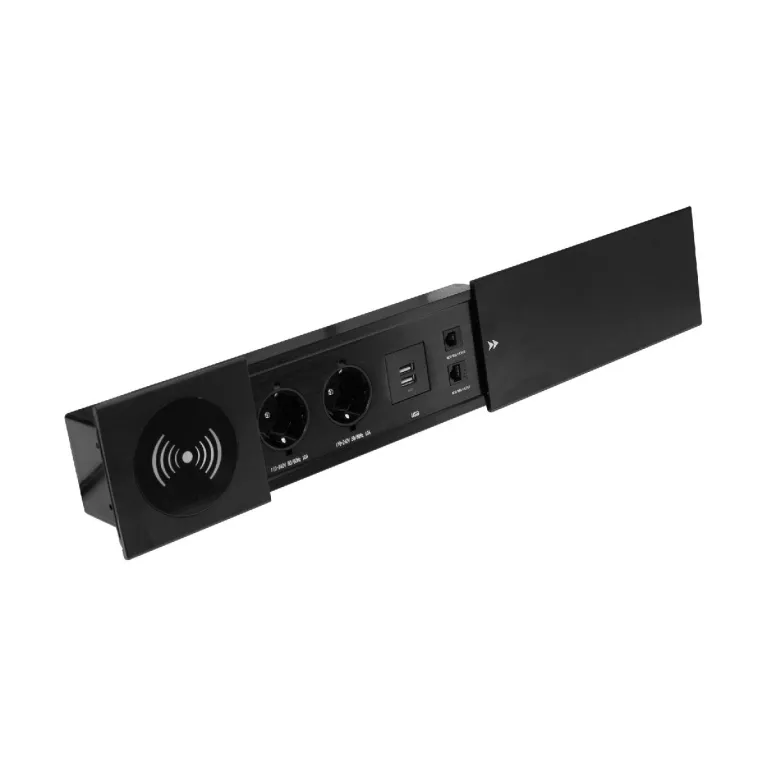 Блок розеток JX (Slide Top) (2 секции RJ-45 + 2 USB беспр.зарядка с кабелем питания) Mebax 00-000028