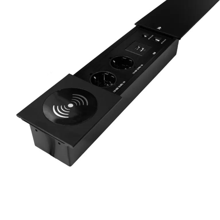 Блок розеток JX (Slide Top) (2 секции RJ-45 + 2 USB беспр.зарядка с кабелем питания) Mebax 00-000028
