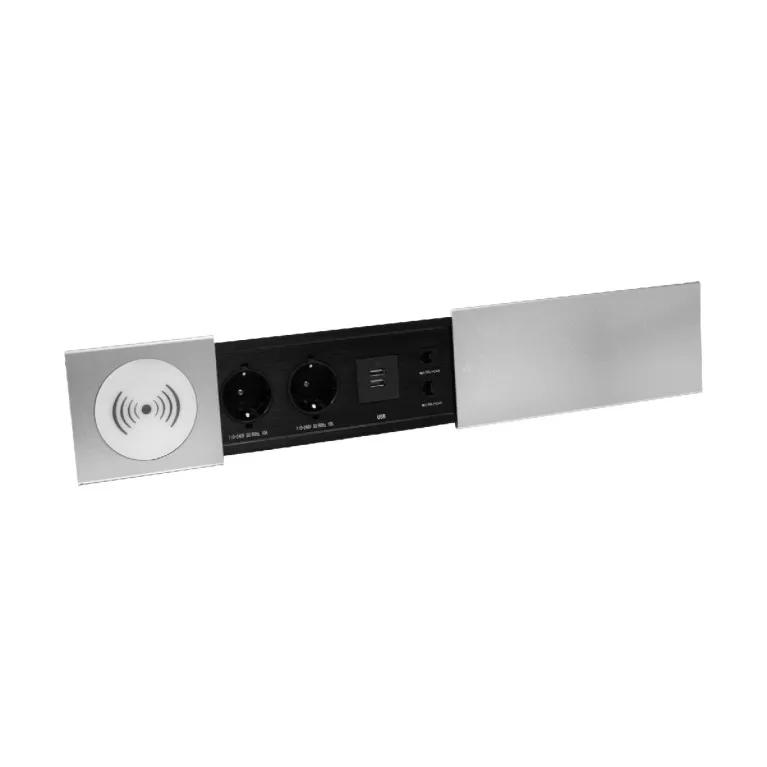 Блок розеток JX (Slide Top) (2 секции RJ-45 + 2 USB беспр.зарядка с кабелем питания) Mebax 00-000028