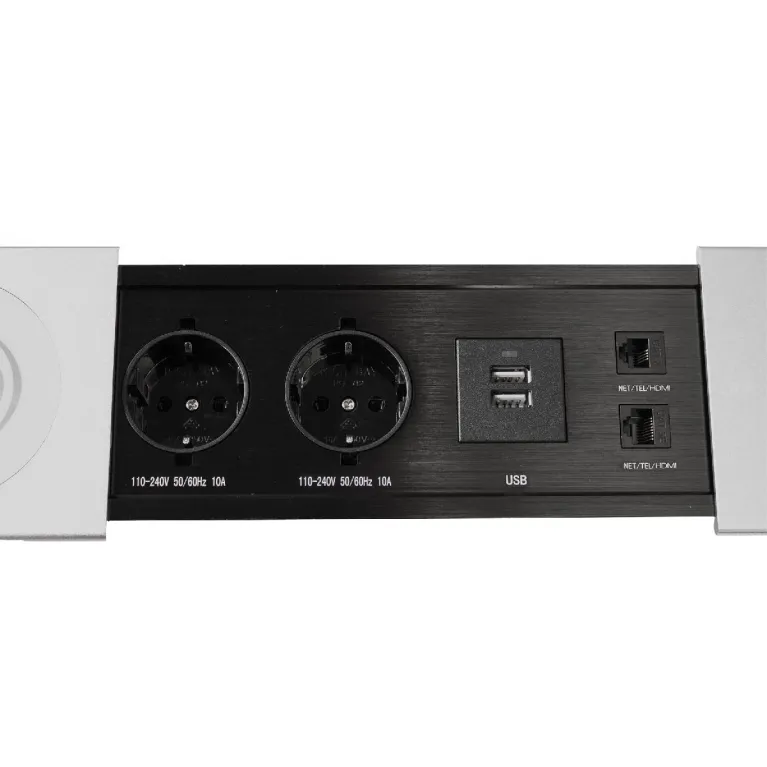 Блок розеток JX (Slide Top) (2 секции RJ-45 + 2 USB беспр.зарядка с кабелем питания) Mebax 00-000028