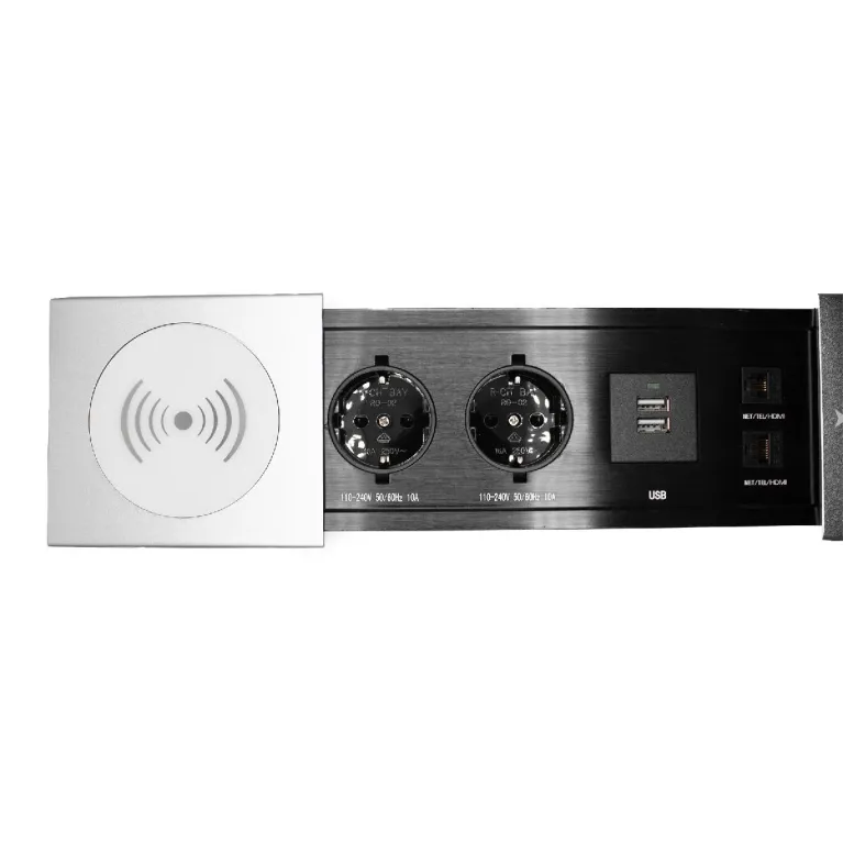 Блок розеток JX (Slide Top) (2 секции RJ-45 + 2 USB беспр.зарядка с кабелем питания) Mebax 00-000028