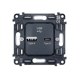 Механизм розетки 2USB A+C 20W (быстрая зарядка) Ambrella Volt Quant VM177