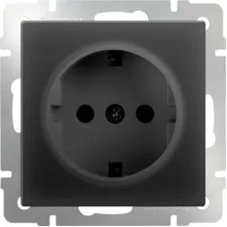 Розетка с заземлением черный матовый WL08-SKG-01-IP20 4690389054211