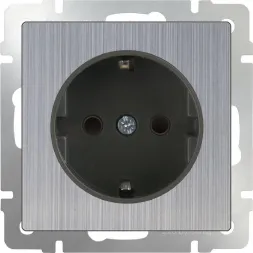 Розетка с заземлением и шторками глянцевый никель WL02-SKGS-01-IP44 4690389075810