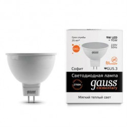 Лампа светодиодная Gauss GU5.3 9W 3000K матовая 13519