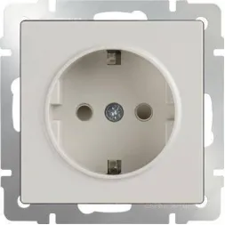 Розетка с заземлением и шторками слоновая кость WL03-SKGS-01-IP44-ivory 4690389047176