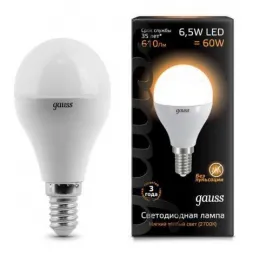 Лампа светодиодная Gauss E14 6.5W 3000K матовая 105101107