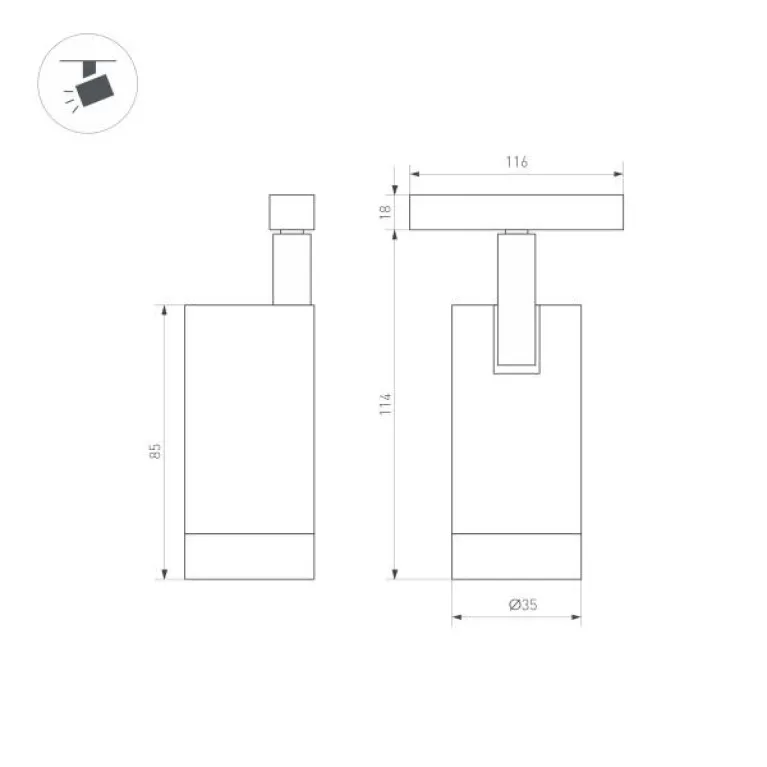 Трековый светодиодный светильник для магнитного шинопровода Arlight Mag-Orient-Spot-R35-6W Day4000 0
