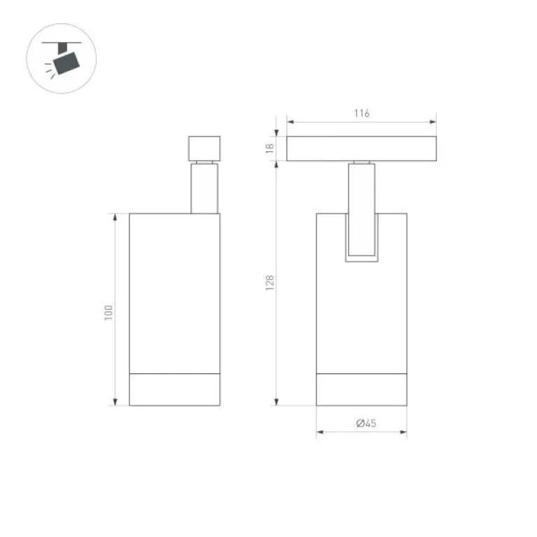 Трековый светодиодный светильник для магнитного шинопровода Arlight Mag-Orient-Spot-R45-12W Day4000 