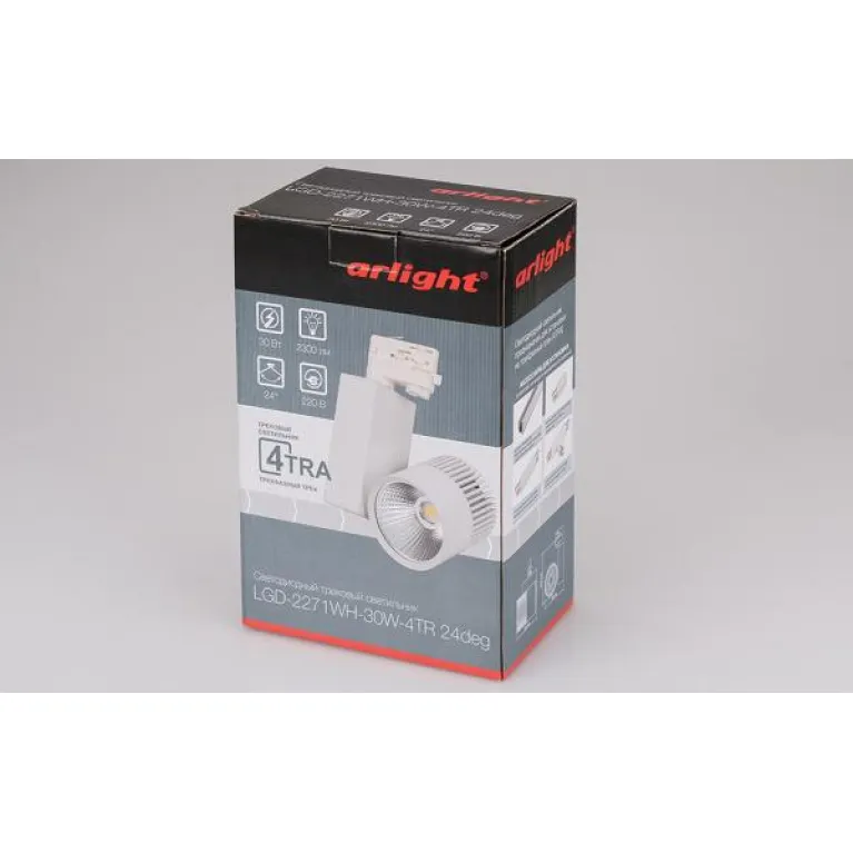 Трековый светодиодный светильник Arlight LGD-2271WH-30W-4TR Day White 24deg 022051