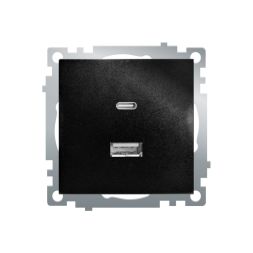 Розетка 2-местная USB + type C Stekker Катрин GLS10-7116-05 50055
