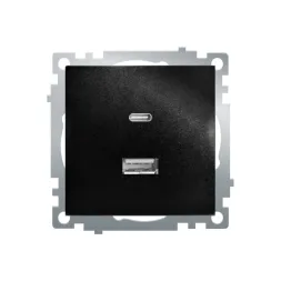 Розетка 2-местная USB + type C Stekker Катрин GLS10-7116-05 50055
