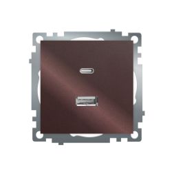 Розетка 2-местная USB + type C Stekker Катрин GLS10-7116-04 50057