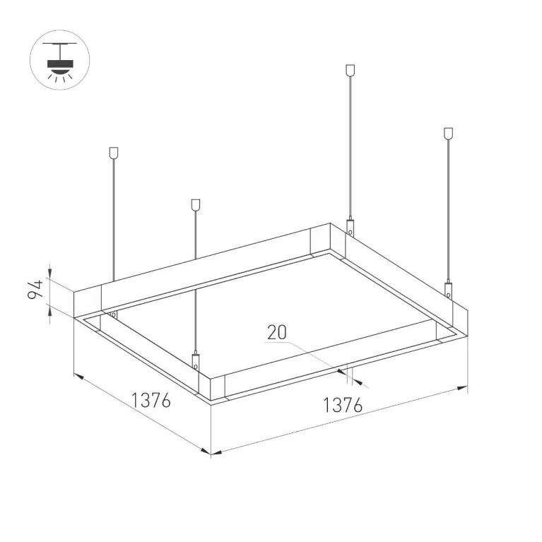 Подвесной светодиодный светильник Arlight ALT-LINEAIR-QUADRAT-FLAT-UPDOWN-DIM-1375-170W Warm3000 040