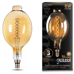 Лампа светодиодная филаментная Gauss E27 8W 2400K золотая 152802008
