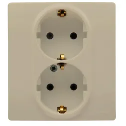Розетка 2X2К+З Legrand Etika 16A 250V с/з со шторками безвинтовой зажим немецкий стандарт слоновая к