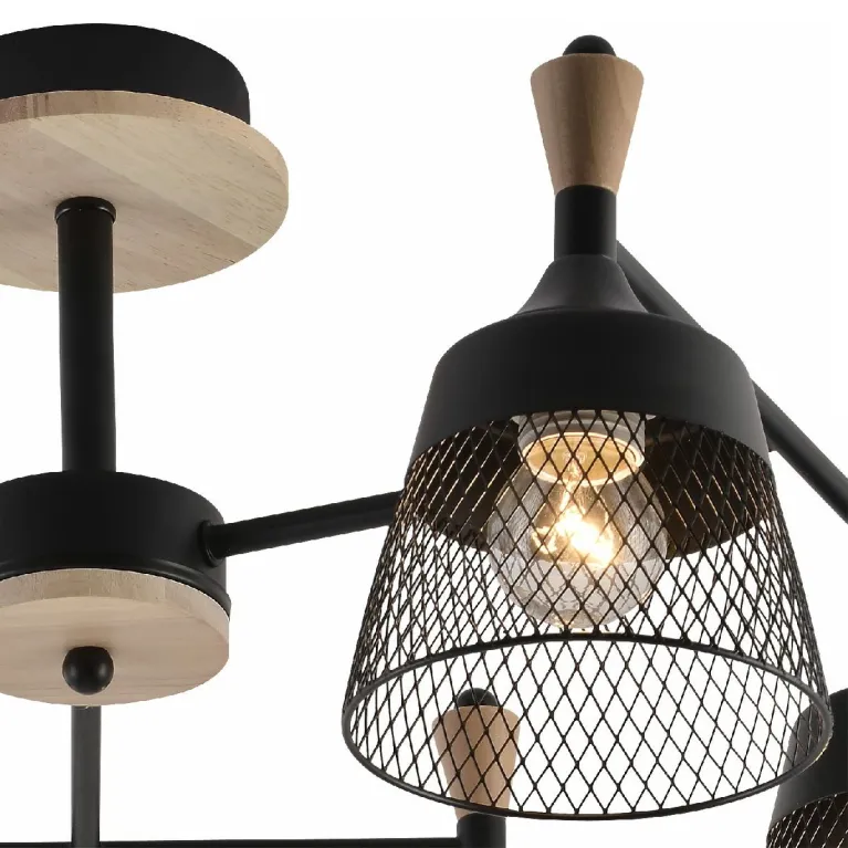 Люстра на штанге Reluce 01492-0.3-06 BK+WOOD
