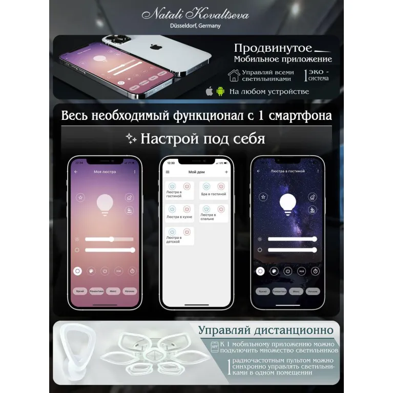 Потолочная светодиодная люстра Natali Kovaltseva High-Tech Led Lamps 82004 Black