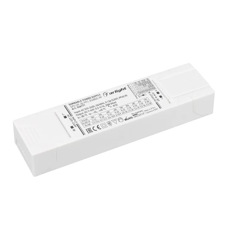 Блок питания Arlight SPV-SP-20-PFC-ZIGBEE-RF (20W, 9-42V, 0.3-0.7A, 2.4GHz) 046171