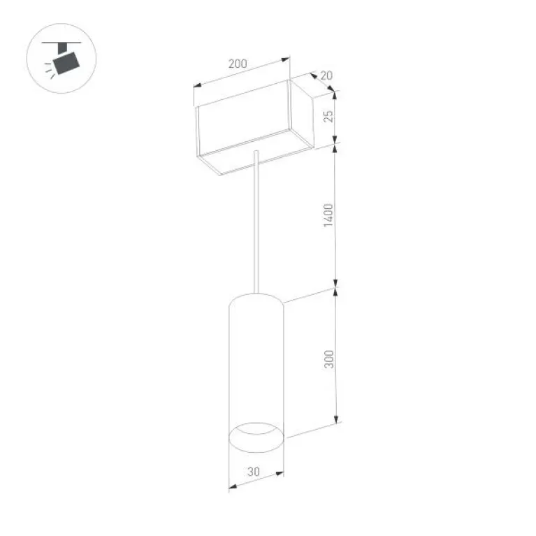 Трековый светодиодный светильник Arlight Mag-Spot-Hang-25-R30-5W Warm3000 034244