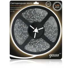 Светодиодная влагозащищенная лента Gauss 4,8W/m 60LED/m 2835SMD теплый белый 5M 311000105