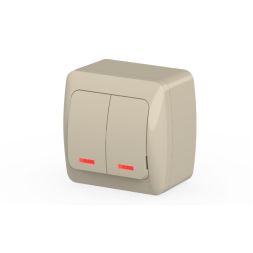 Выключатель двухклавишный с подсветкой ELBI Alsu 504-010300-203