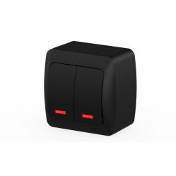Выключатель двухклавишный с подсветкой ELBI Alsu 504-014800-203