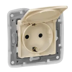 Розетка 2К+З Legrand Etika 16A 250V с/з со шторками крышкой безвинтовой зажим немецкий стандарт слон