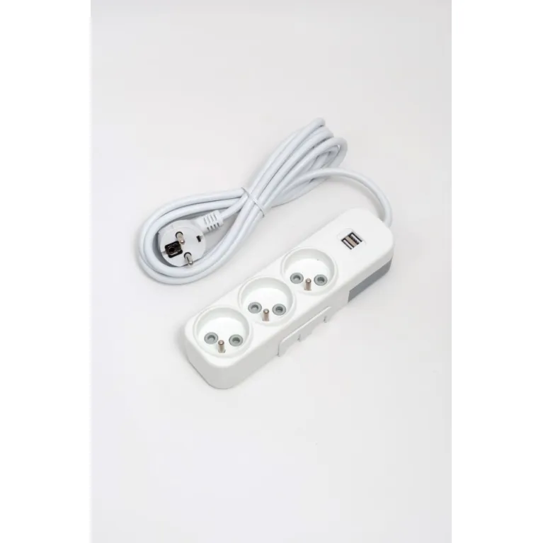 Удлинитель 3вх с защитными шторками USB UPS ELBI Myra 527-010203-316