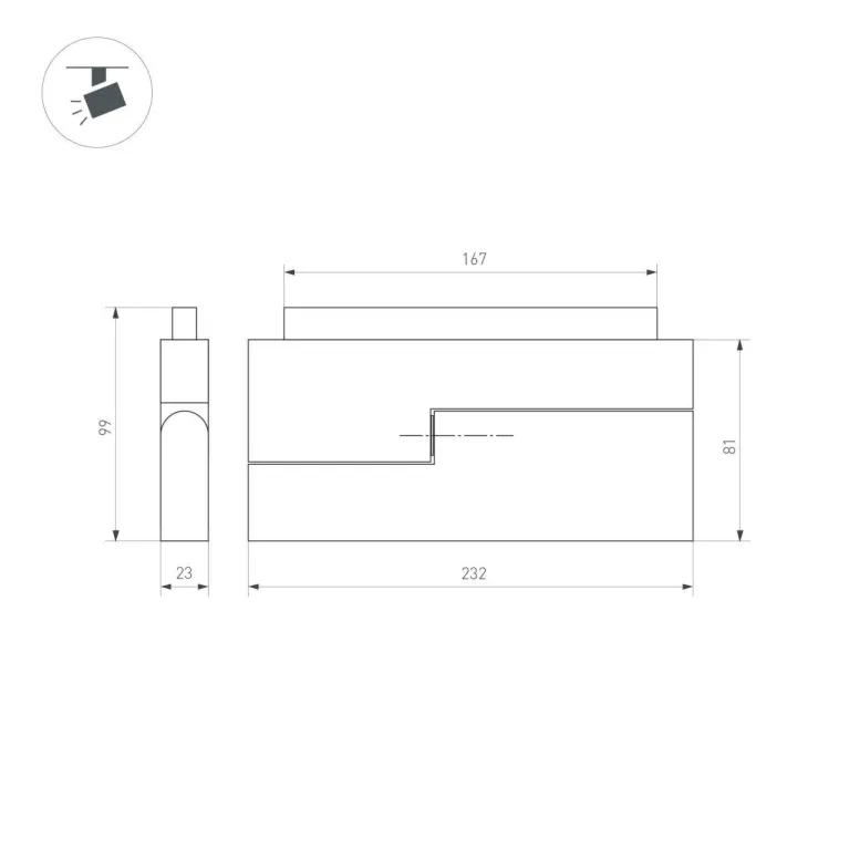 Трековый светодиодный светильник для магнитного шинопровода Arlight Mag-Orient-Flat-Fold-S230-12W Da