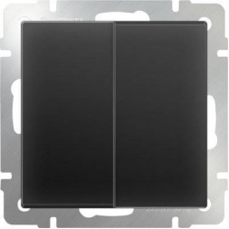Выключатель двухклавишный проходной черный матовый WL08-SW-2G-2W 4690389054167