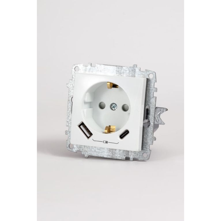 Розетка с/з зарядка (Type C+USB) ELBI Zena Vega 609-015600-334