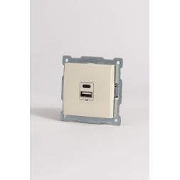 Розетка с двумя разъемами USB + Tupe C+A ELBI Zena Vega 609-010300-335