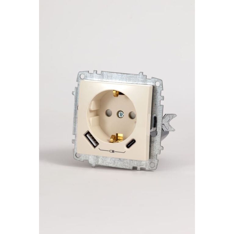 Розетка с/з зарядка (Type C+USB) ELBI Zena Vega 609-010300-334