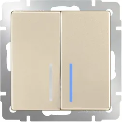 Выключатель двухклавишный с подсветкой шампань WL11-SW-2G-LED 4690389124662