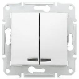 Выключатель двухклавишный с синей подсветкой Schneider Electric Sedna 10A 250V SDN0300321