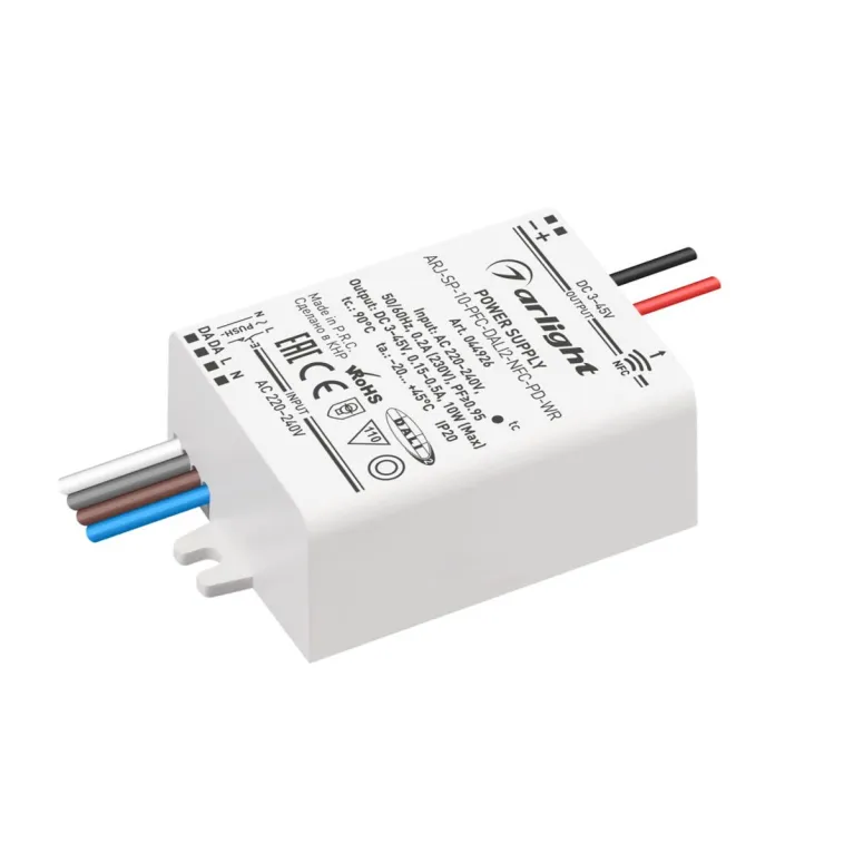 Блок питания Arlight ARJ-SP-10-PFC-DALI2-NFC-PD-WR (10W, 3-45V, 0.15-0.5A) 044926