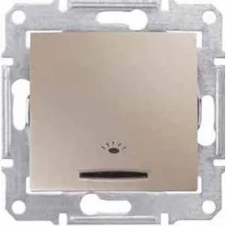 Выключатель кнопочный с синей подсветкой Свет Schneider Electric Sedna 10A 250V SDN1800168