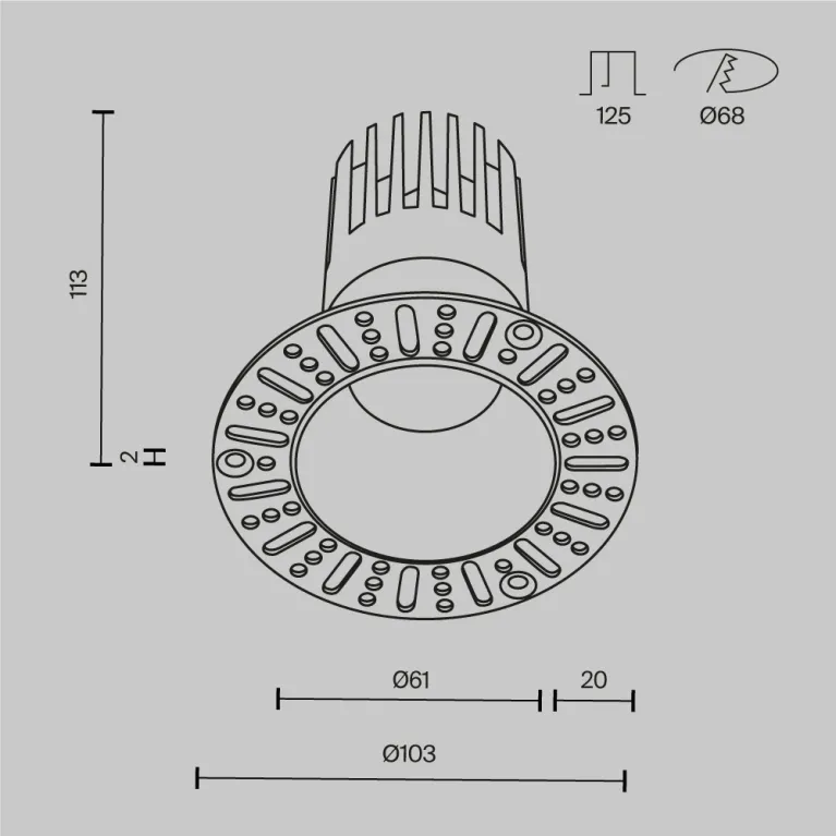 Встраиваемый светильник Maytoni Technical Dip DL122-15W-3K-TRS-B