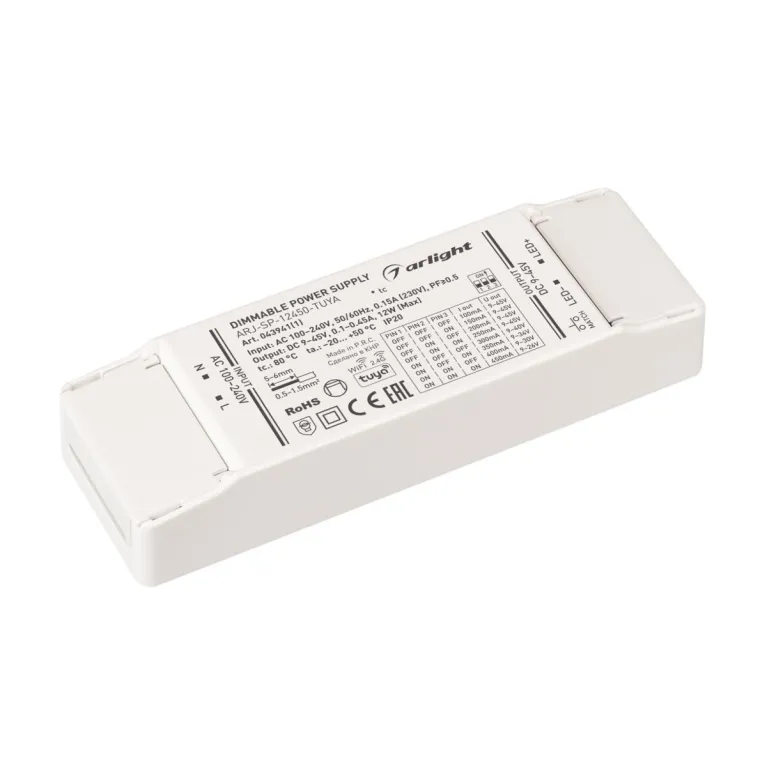 Блок питания Arlight ARJ-SP-12450-TUYA (12W, 9-45V, 0.1-0.45A, WiFi, 2.4G) 043941(1)