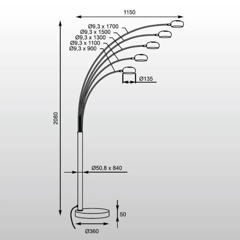 Торшер Zumaline Branca TS-5805-BKGO