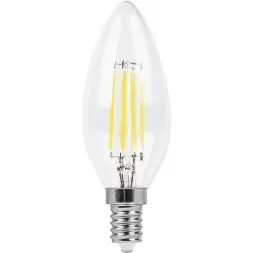 Лампа светодиодная филаментная Feron E14 11W 2700K Свеча Прозрачная LB-713 38006